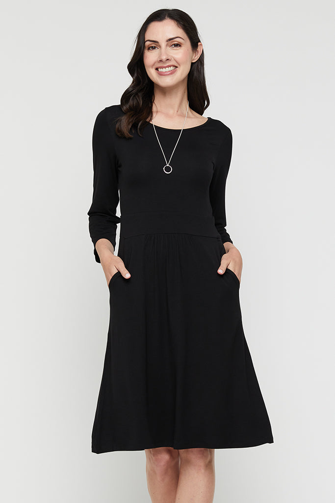 black bamboo dress with pockets