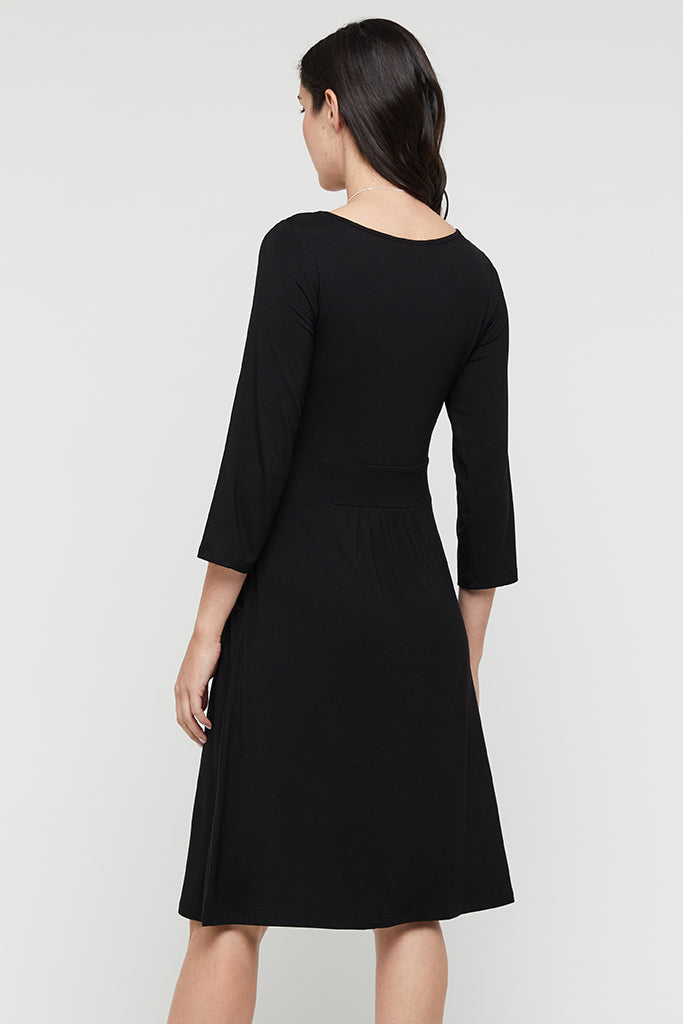 Back view of black bamboo dress
