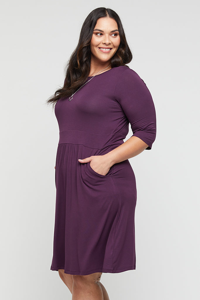 3/4 sleeved plus size dress made out of lightweight bamboo fabric