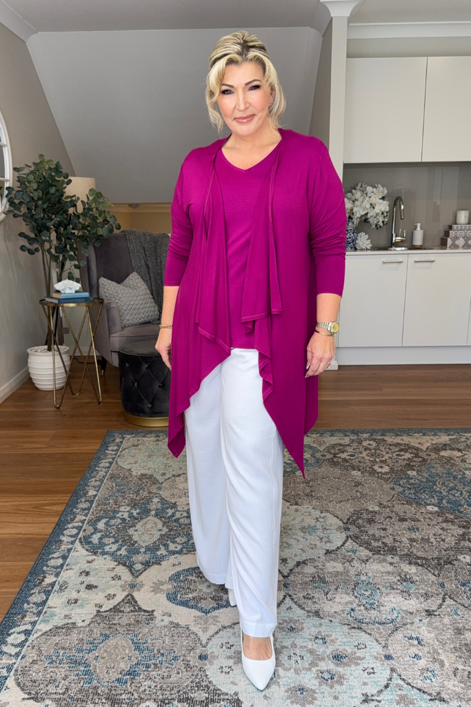 Waterfall Cardigan - Berry