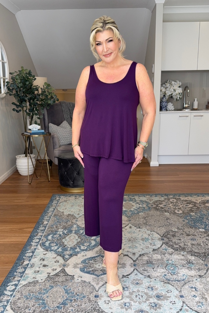 Relaxed Bamboo Singlet - Plum
