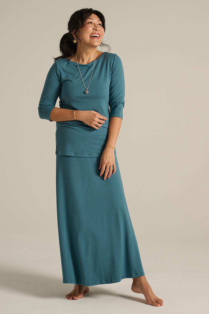 Ada Bamboo Boat Neck Top - Ocean