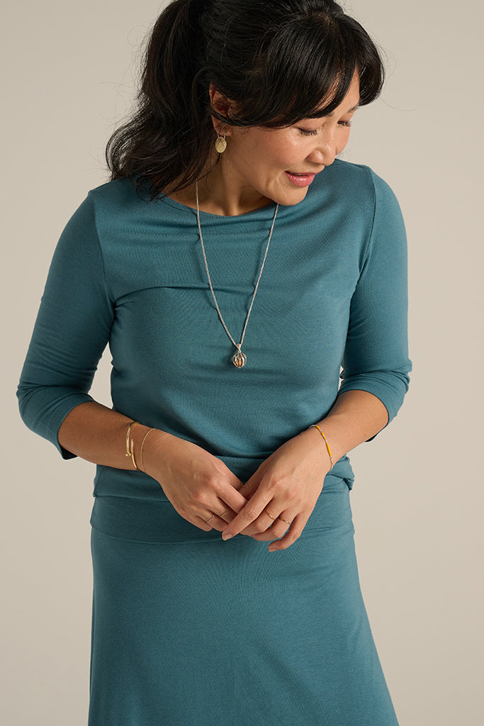 Ada Bamboo Boat Neck Top - Ocean