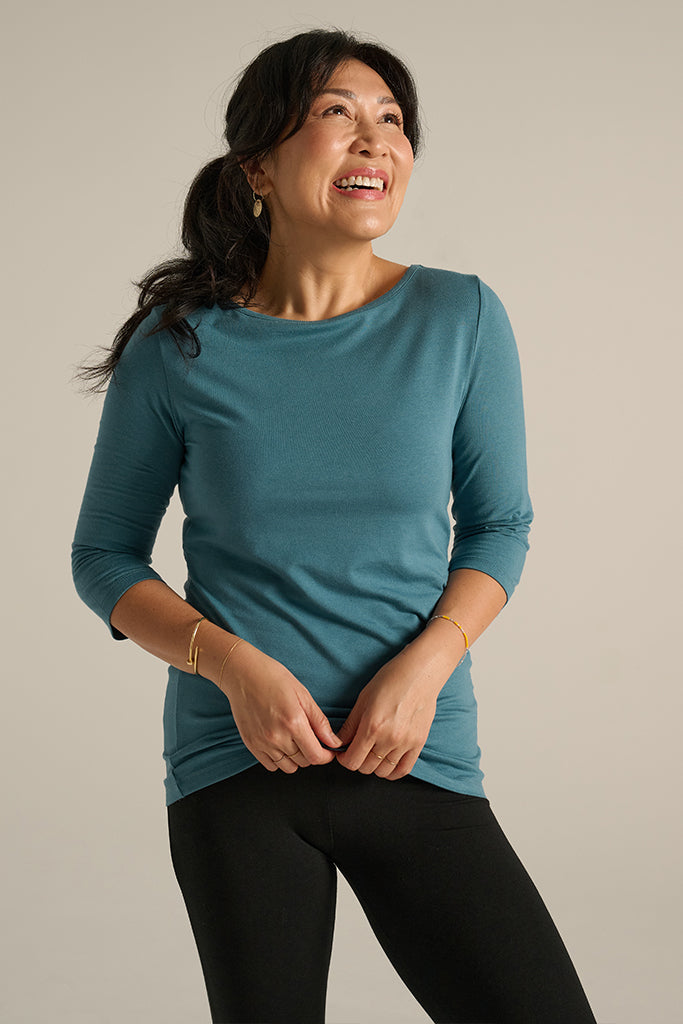 Ada Bamboo Boat Neck Top - Ocean