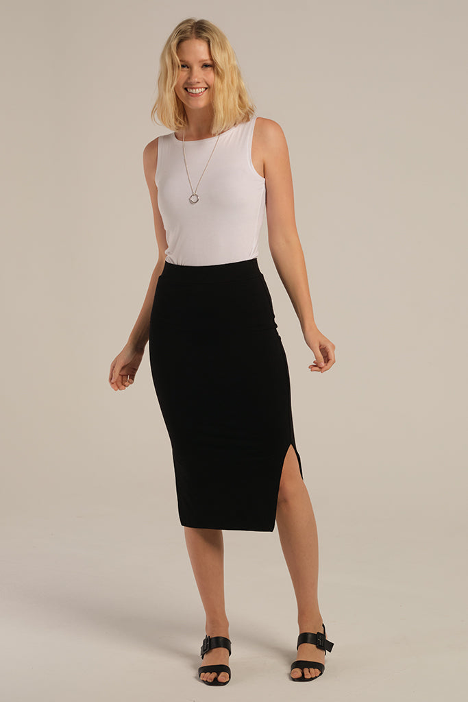 cute black bodycon skirt with side splits