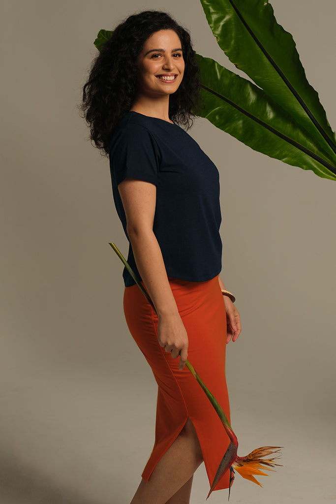 Summer bodycon skirt in orange colourway