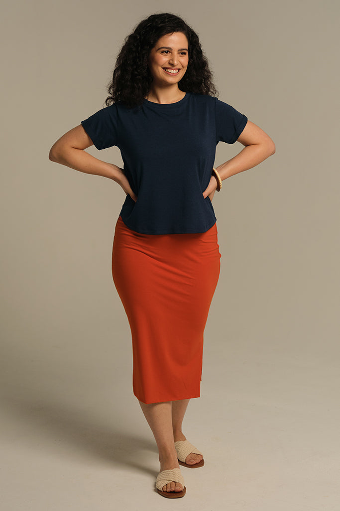 Pensil skirt in bright orange colourway