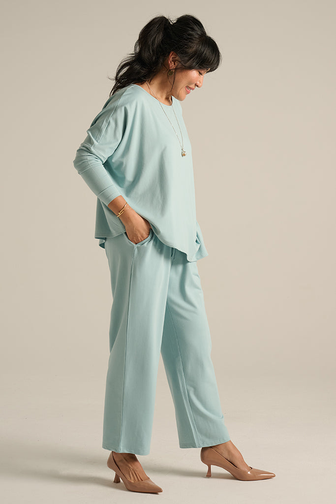 French Terry Relax Boatneck - Aquamarine
