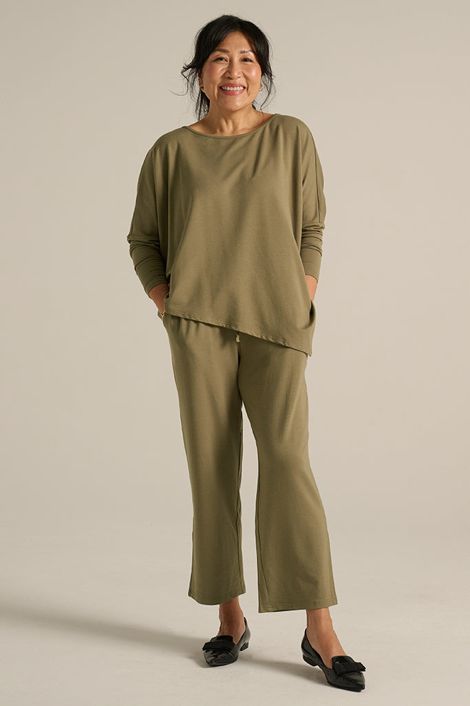 French Terry Relax Boatneck - Herb