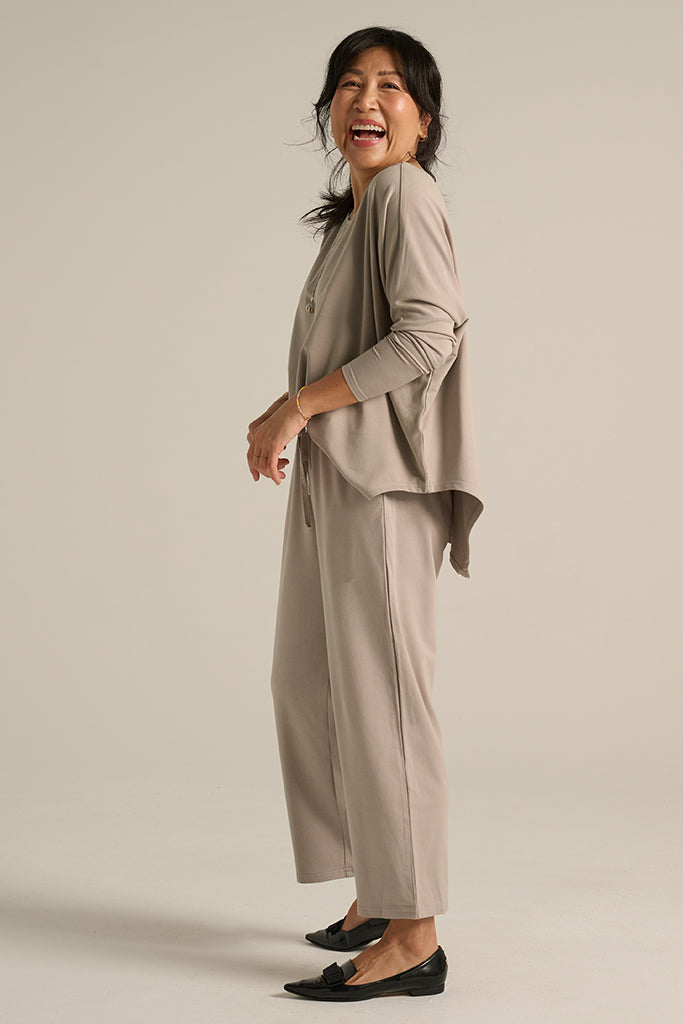 French Terry Relax Boatneck - Taupe