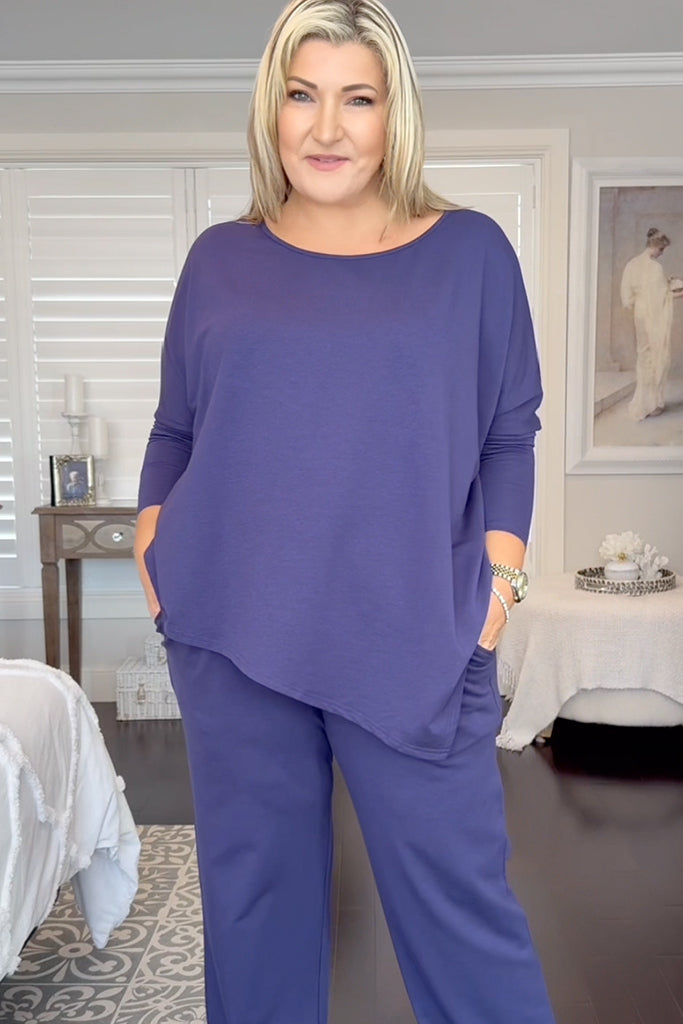 French Terry Relax Boatneck - Indigo