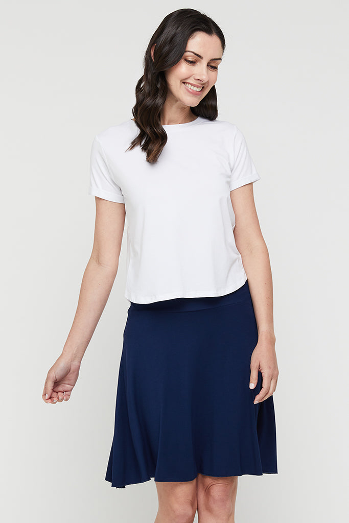 bamboo mini skirt with flowy silhuette