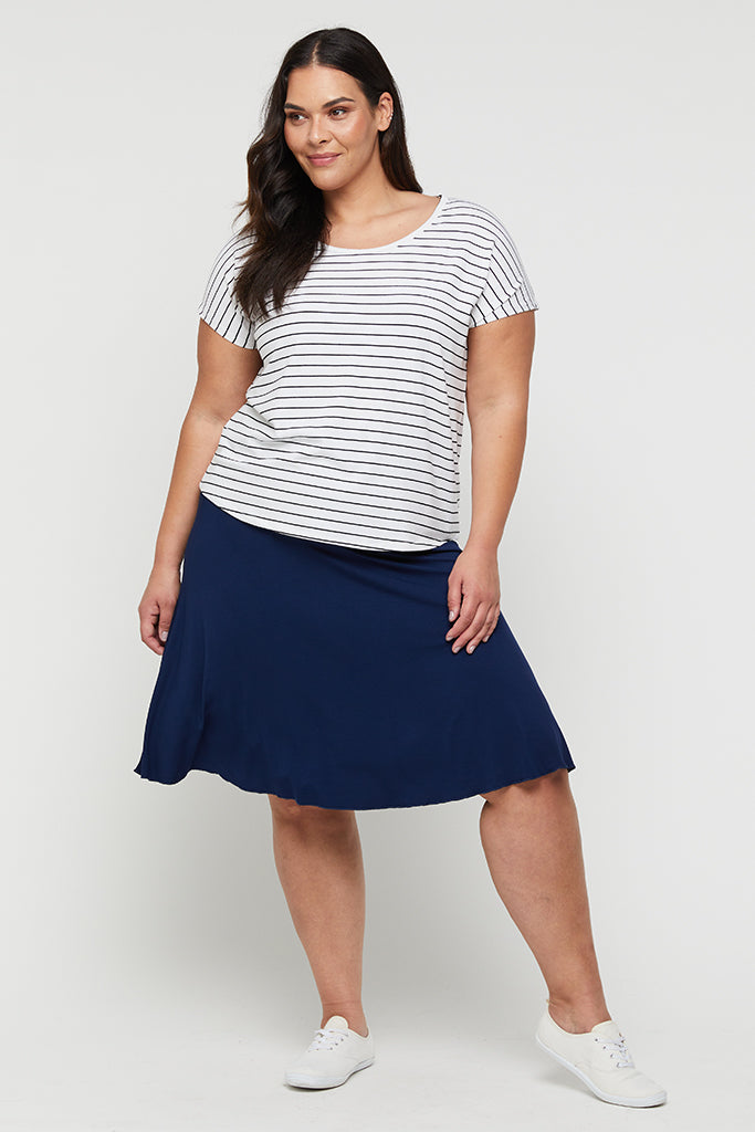 a line bamboo mini skirt in navy colour