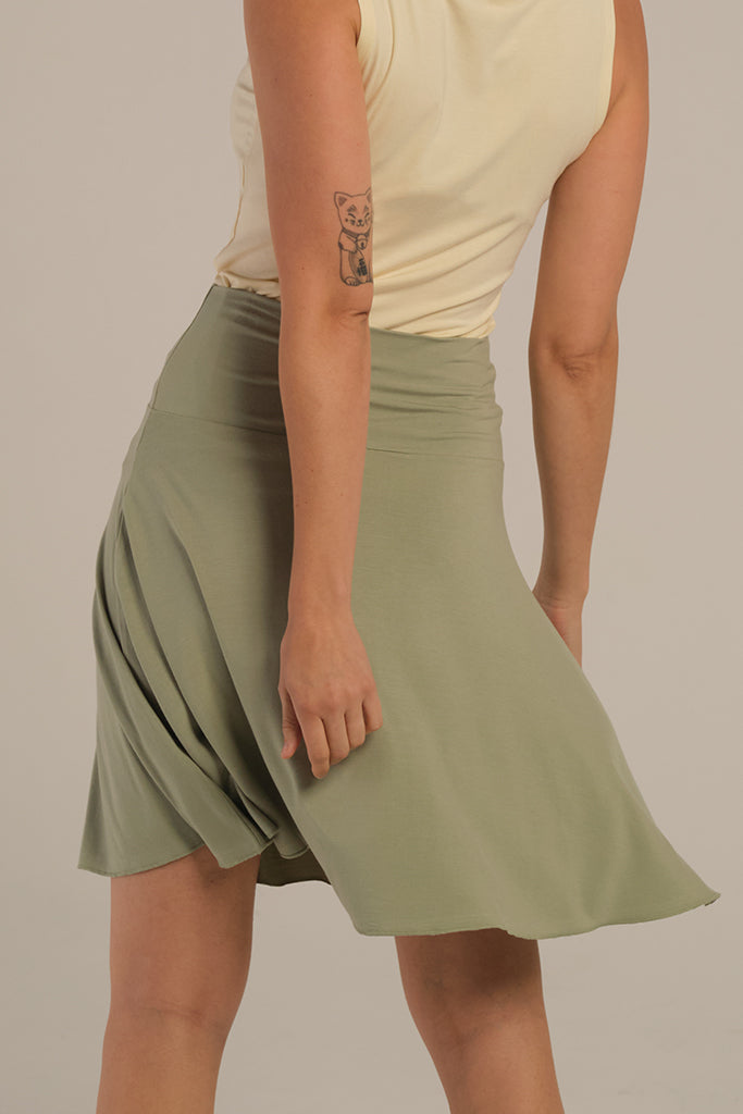 flowy bamboo mini skirt in sage green
