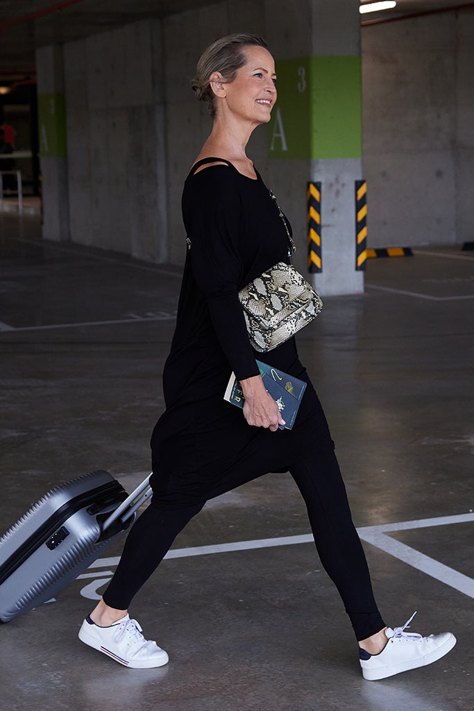 Black dress - easy-care bamboo fabric ideal for packing and travel wear