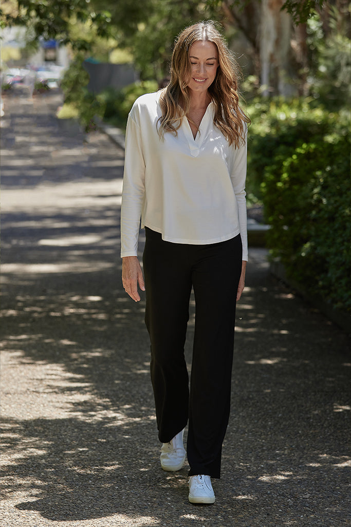 Straight long everyday pants in black