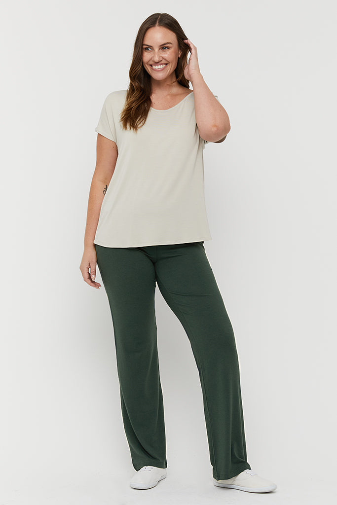Essential forest bamboo pants designed for yoga, lounging, and daily wear