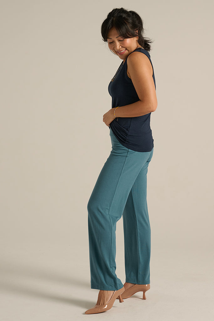 High-waisted ocean bamboo pants perfect for pilates and casual outings
