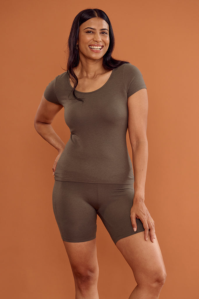 Essential Scoop Tee - Slate