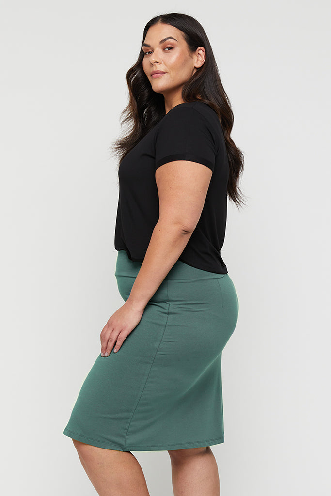 plus size mini skirt in light green colour