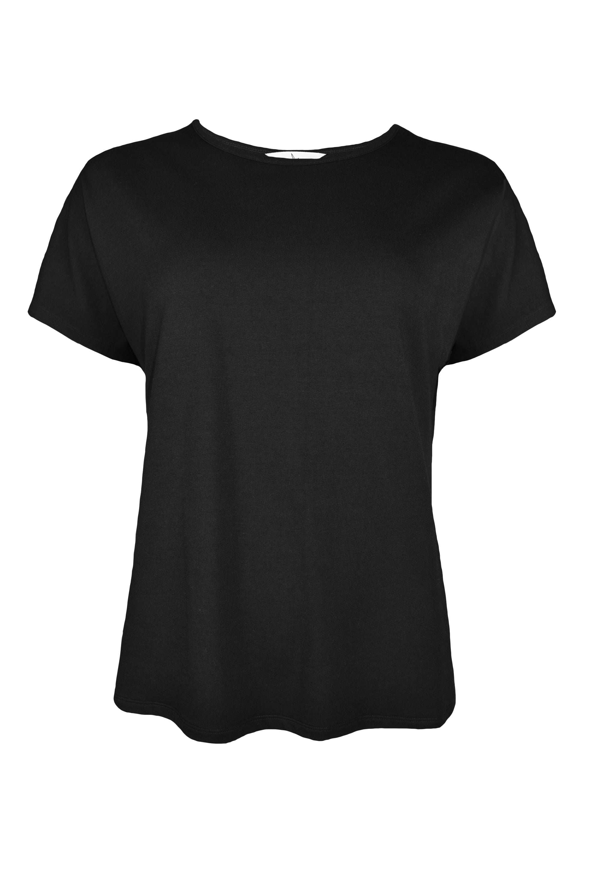 Black bamboo t-shirt with short sleeves on a white background