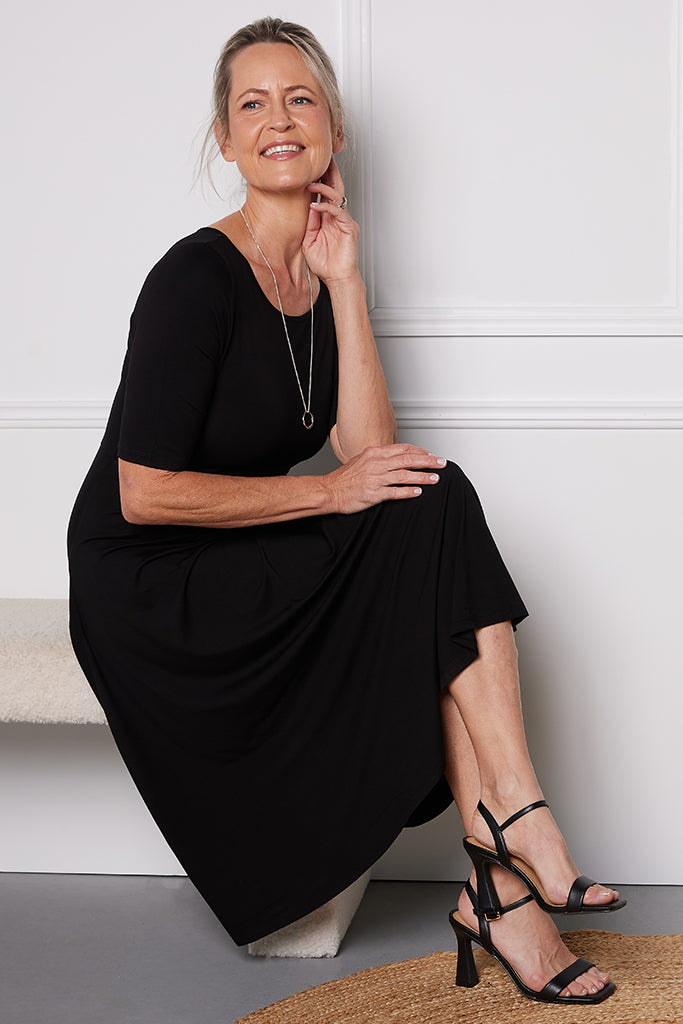 Casual black bamboo dress