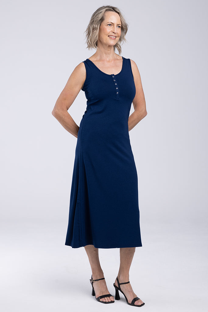 Navy bamboo dress for summer