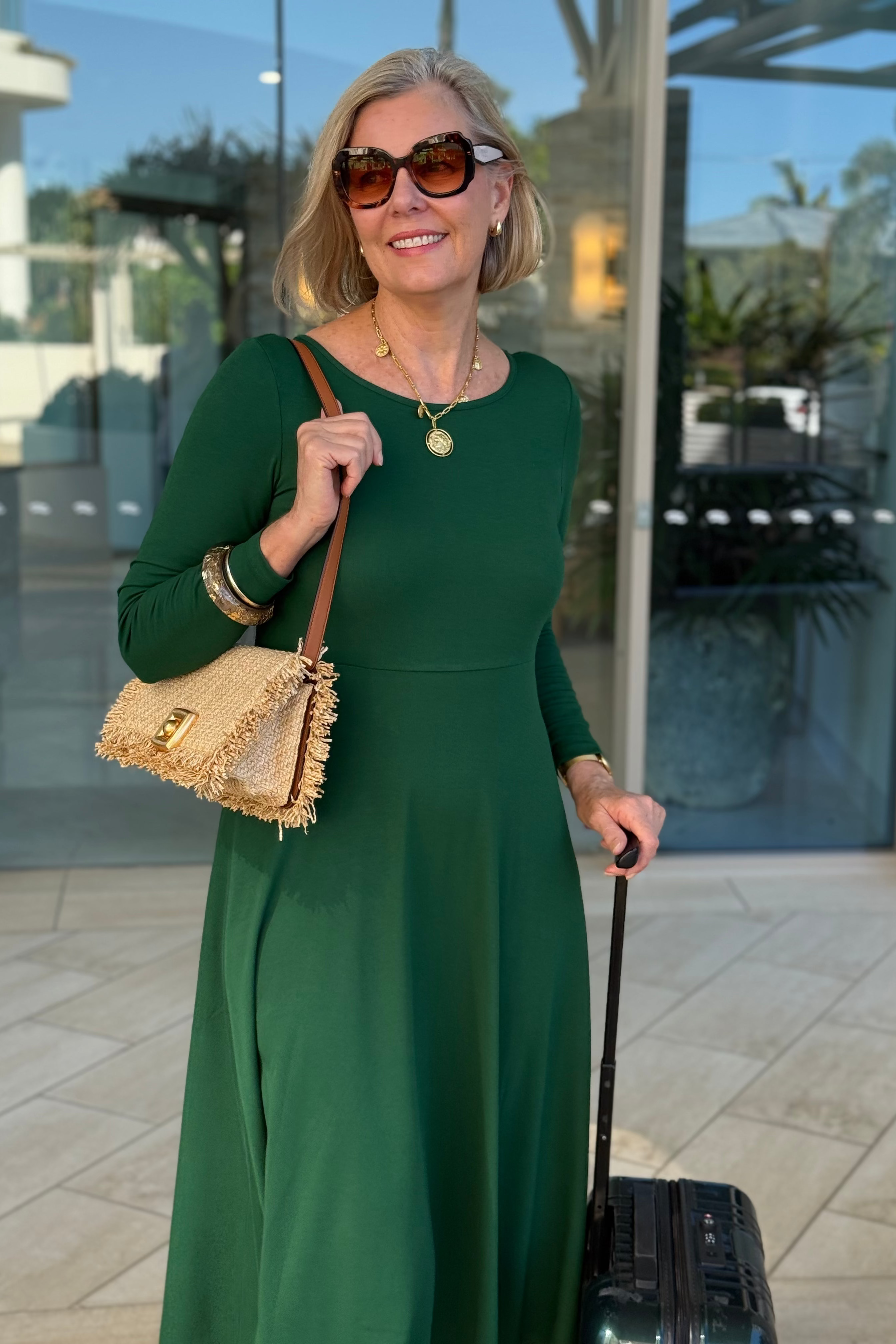 Ribbed Olivia Dress - Winter Green