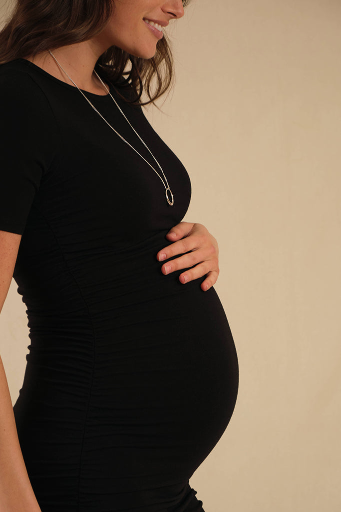 Bump friendly bamboo dress in black