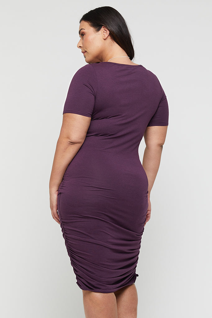 Curvy purple bamboo dress for summer