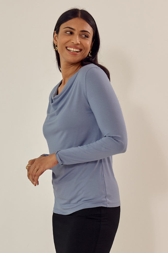 Long Sleeve Cowl Neck Top - Tempest