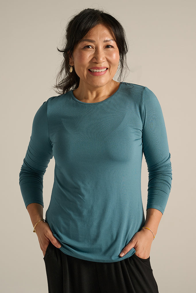 Teal Bamboo Crew Neck Top
