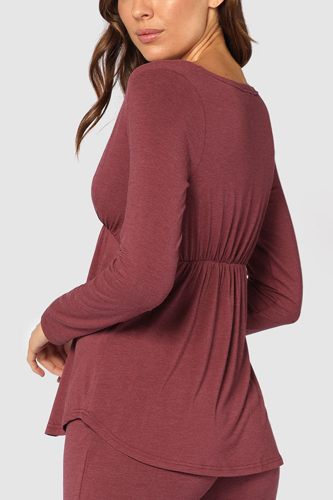 Cross Front PJ Set - Burgundy