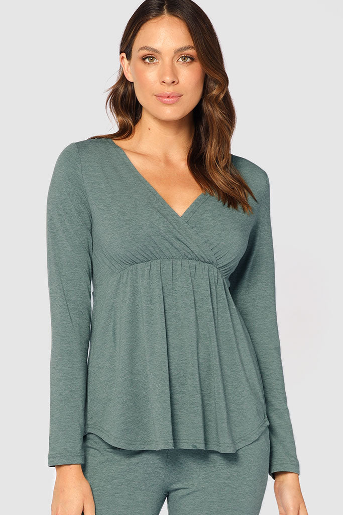 Cross Front PJ Set - Moss