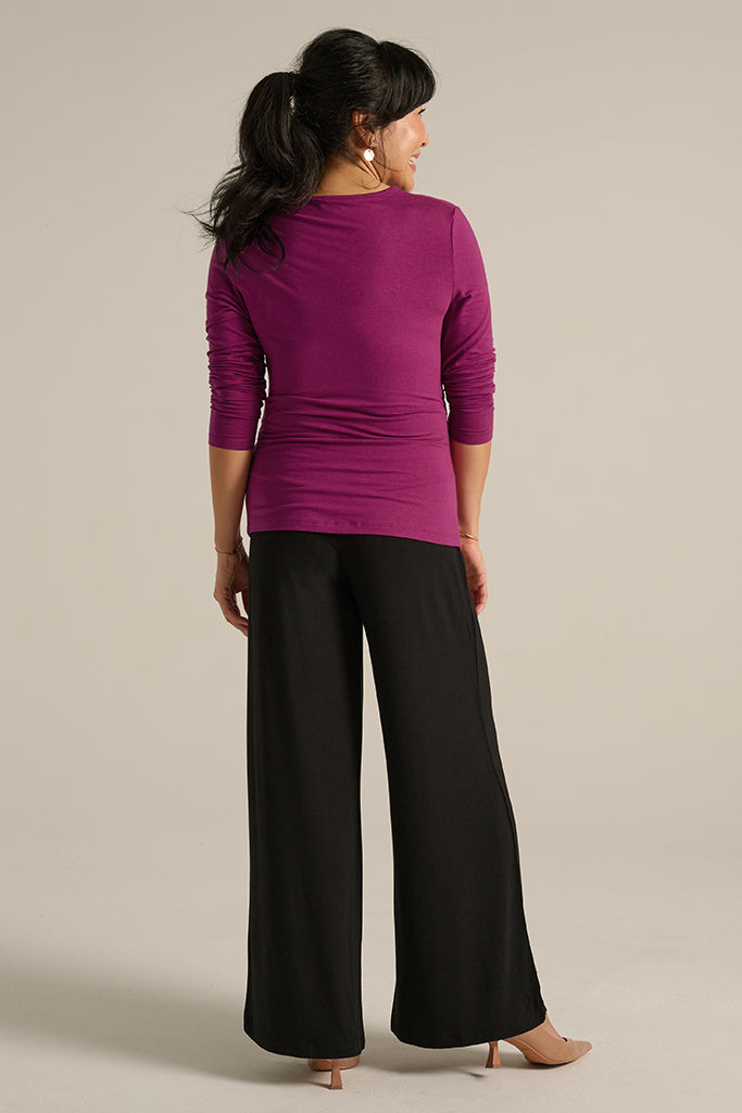 L/S Cross Front Top - Berry