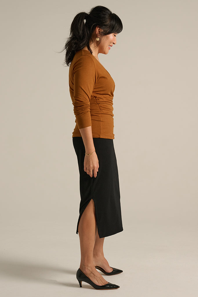 L/S Cross Front Top - Ginger