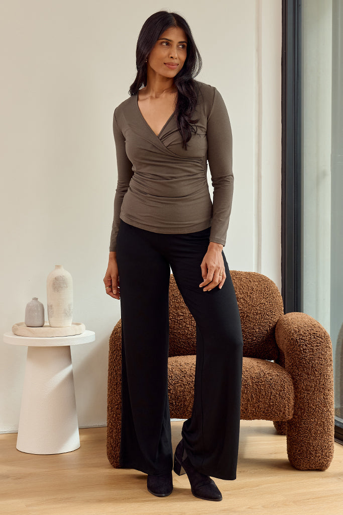 L/S Cross Front Top - Slate