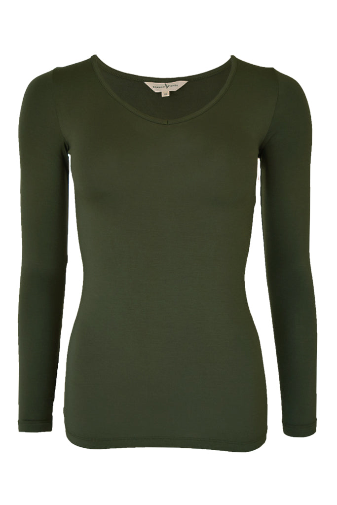 Long Sleeve V Neck - Moss
