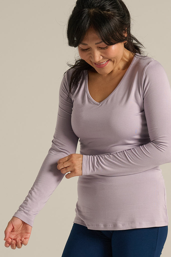 Long Sleeve V Neck - Lavender