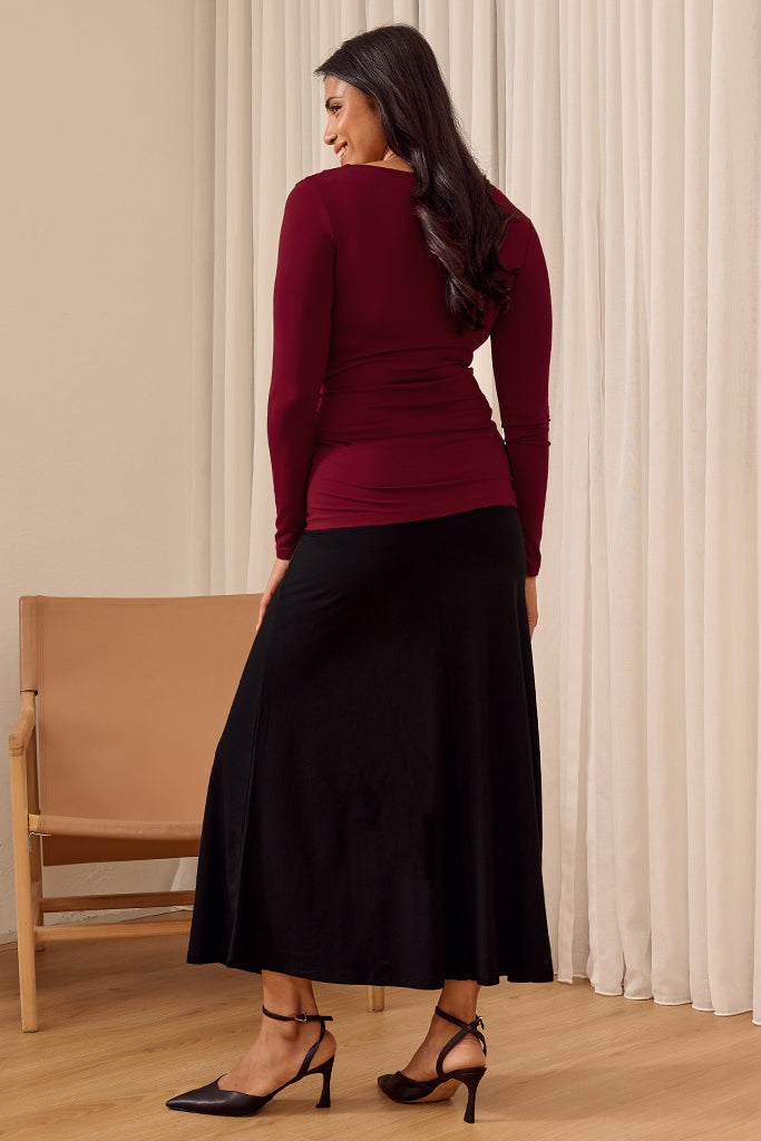 Long Sleeve V Neck - Rich Red