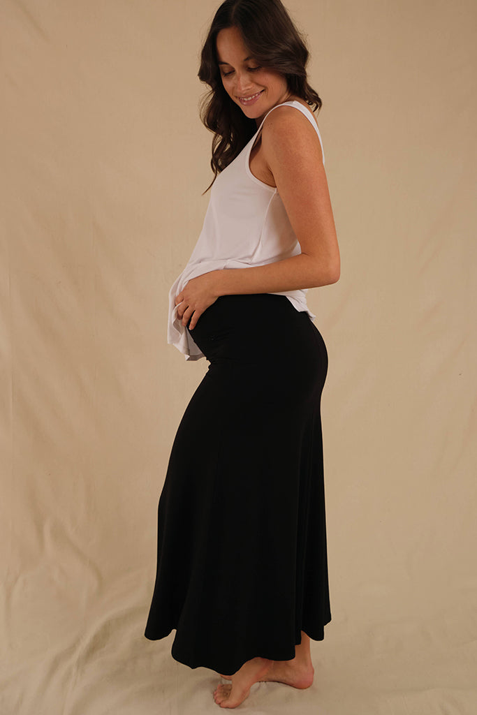 long flowy pregnancy skirt with stretchy waistband
