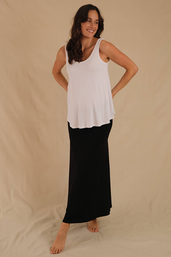 long stretchy skirt for maternity in black