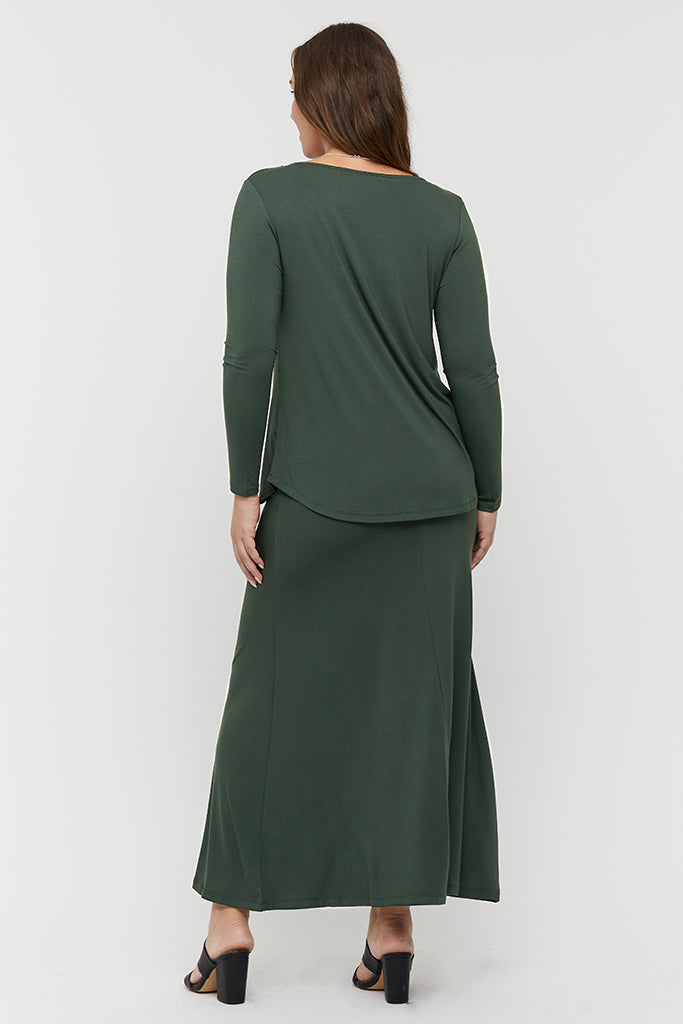 bamboo maxi dress in green colourway