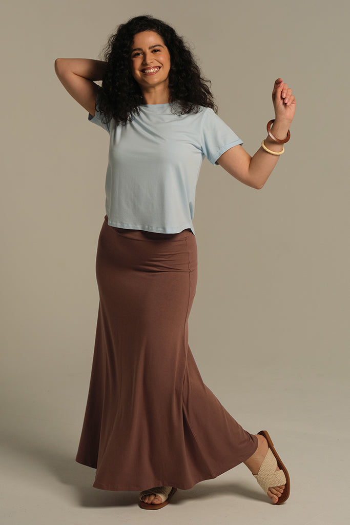 Bamboo maxi skirt in mousse colour