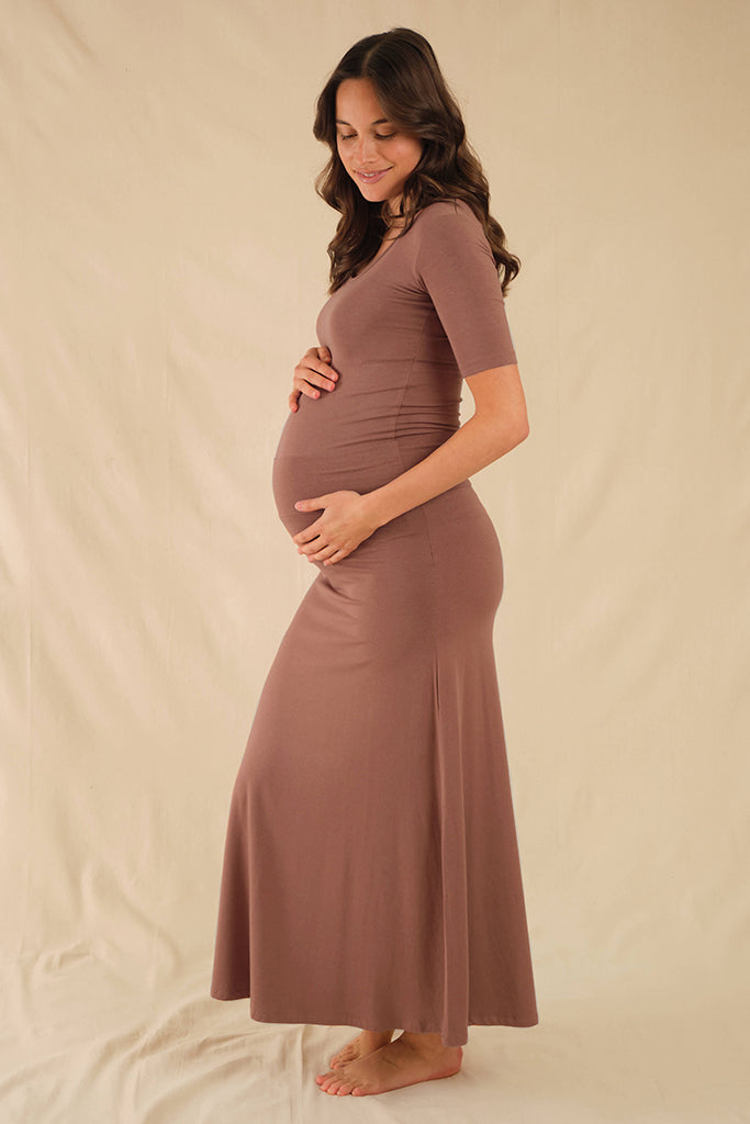 long maternity skirt in earthy tones