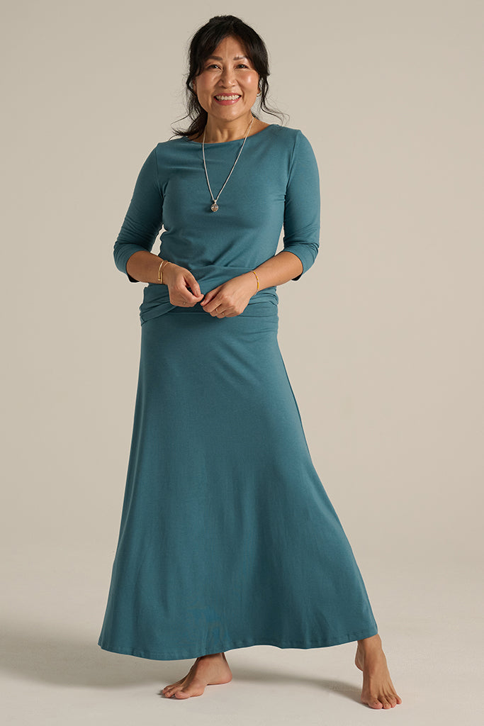 a-line maxi bamboo skirt in blue