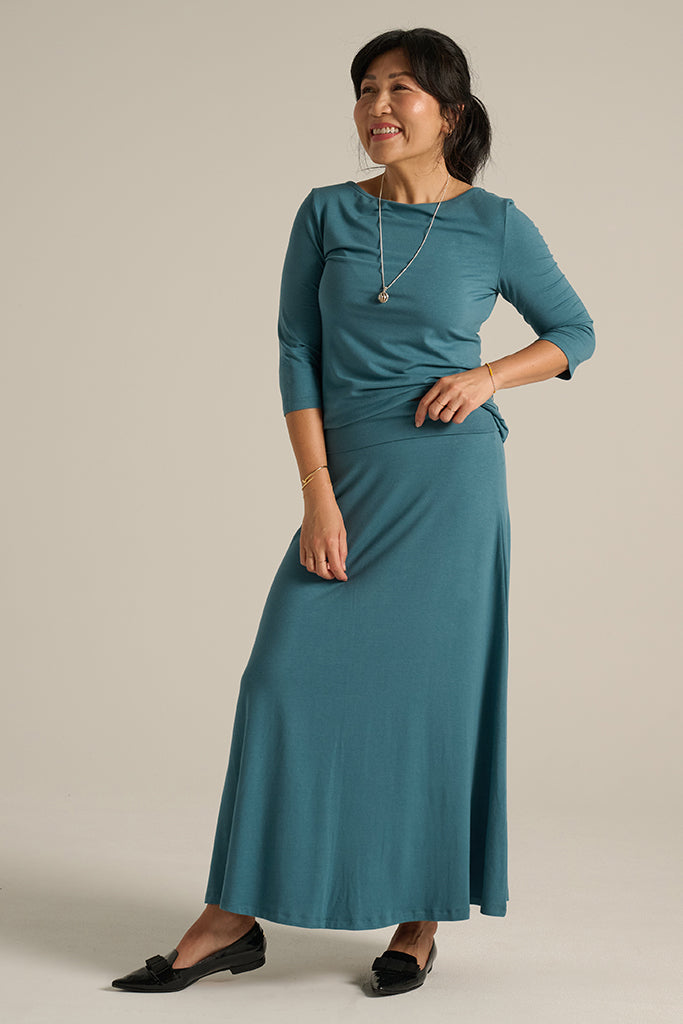 Longline bambo skirt with high waist