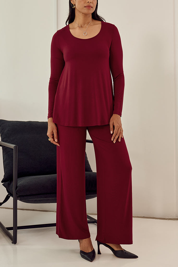 Luxe Wide Leg Pants - Rich Red