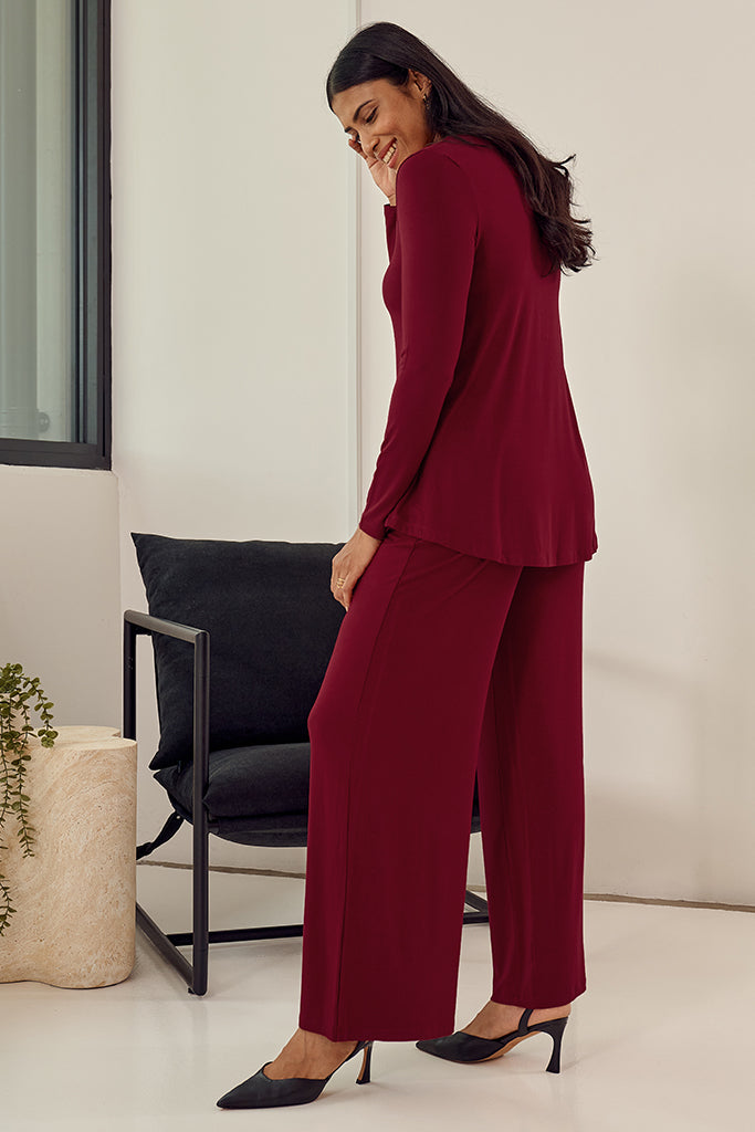 Luxe Wide Leg Pants - Rich Red