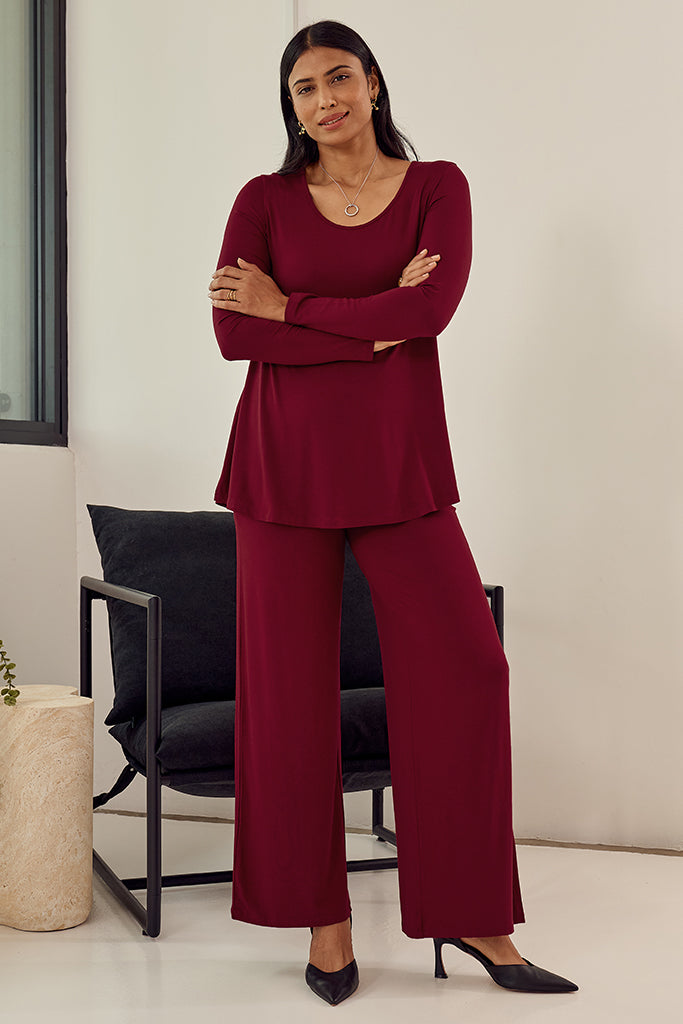 Luxe Wide Leg Pants - Rich Red